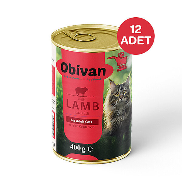 Obivan Kuzu Etli Sos İçinde Gravy Yetişkin Kedi Yaş Maması 400 GR x 12 Adet