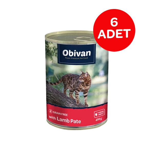 Obivan Kuzu Etli Ezme Yetişkin Kedi Konservesi 400 GR x 6 Adet - 1