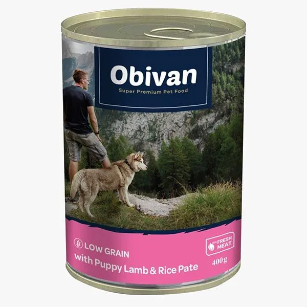 Obivan Düşük Tahıllı Kuzu Etli Pirinçli Yavru Ezme Köpek Konservesi 400 Gr - 1