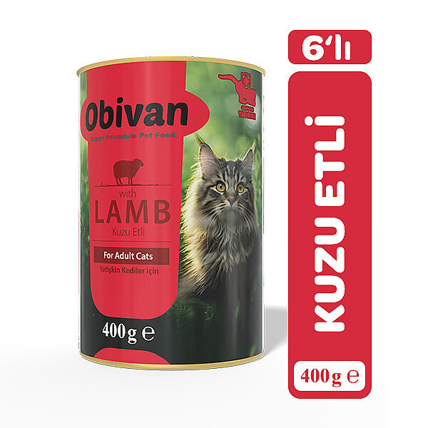 Obivan Kuzu Etli Sos İçinde Gravy Yetişkin Kedi Konservesi 400 gr x 6 Adet