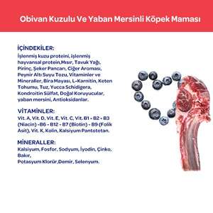 Obivan Kuzu Etli ve Yaban Mersinli Yetişkin Köpek Maması 15 Kg - 8