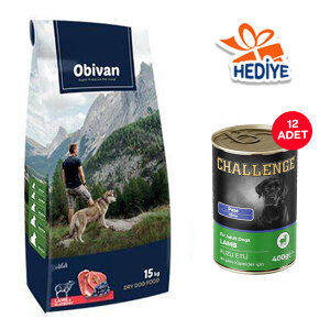 Obivan Kuzu Etli ve Yaban Mersinli Yetişkin Köpek Maması 15 Kg