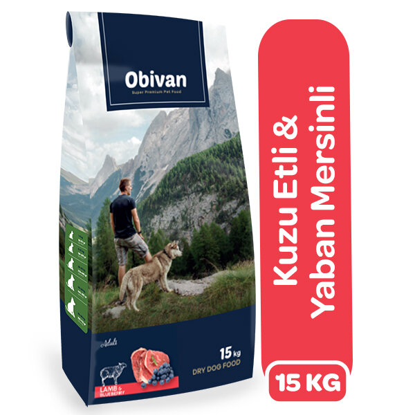 Obivan Kuzu Etli ve Yaban Mersinli Yetişkin Köpek Maması 15 Kg - 2
