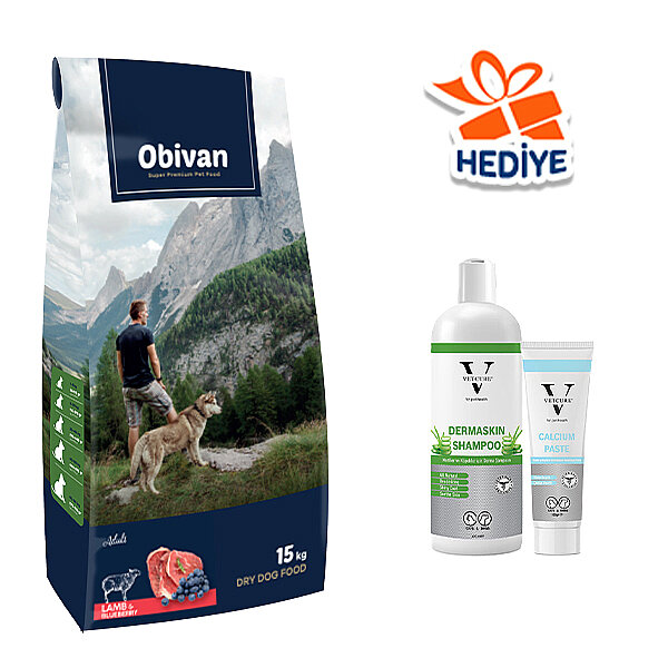 Obivan Kuzu Etli ve Yaban Mersinli Yetişkin Köpek Maması 15 Kg