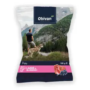 Obivan Kuzu Etli ve Yaban Mersinli Yavru Köpek Maması 100 GR Tester