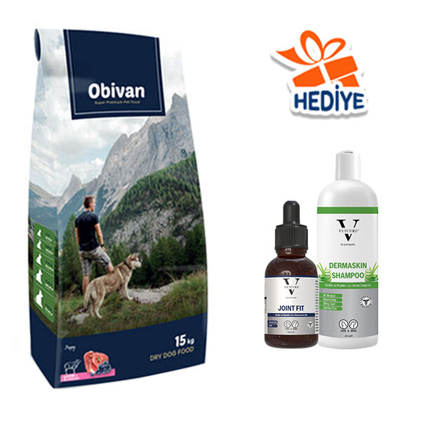 Obivan Puppy Kuzu Etli ve Yaban Mersinli Yavru Köpek Maması 15 Kg - 1