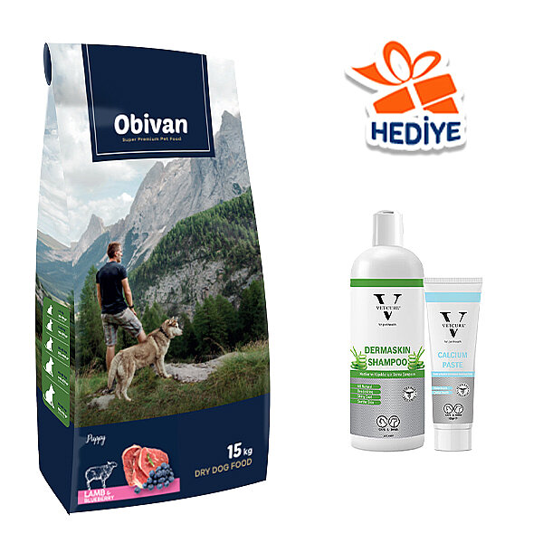 Obivan Puppy Kuzu Etli ve Yaban Mersinli Yavru Köpek Maması 15 Kg