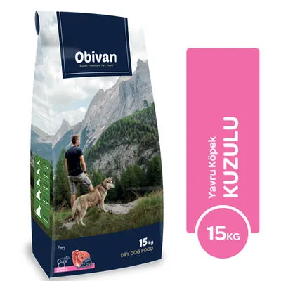 Obivan Puppy Kuzu Etli ve Yaban Mersinli Yavru Köpek Maması 15 Kg - 1