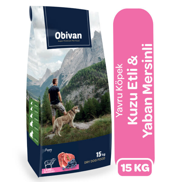 Obivan Puppy Kuzu Etli ve Yaban Mersinli Yavru Köpek Maması 15 Kg