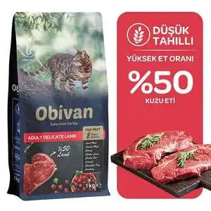 Obivan Selection Delicate Düşük Tahıllı Kuzu Etli Yetişkin Kedi Maması 1 kg x 10 Adet - 3
