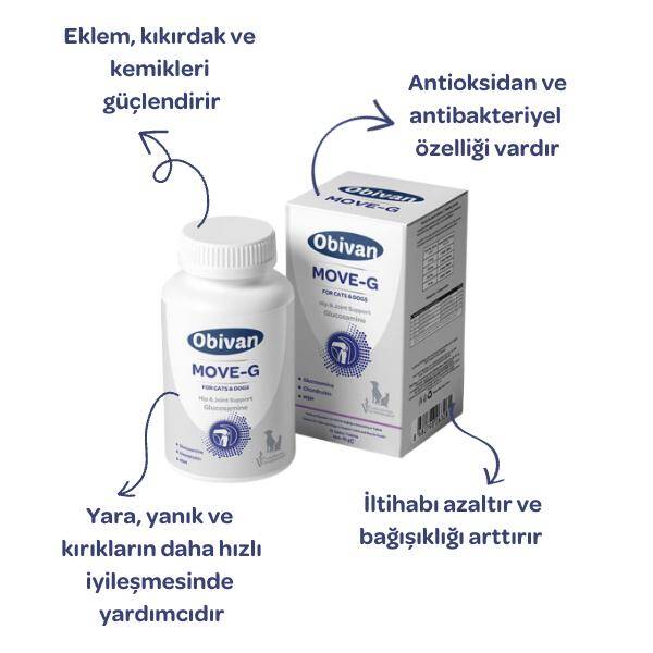Obivan Move+G Glucosamine Kedi Ve Köpekler Için Eklem Ve Kas Desteği 75 Tablet - 1
