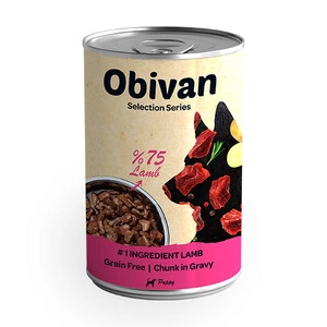 Obivan Tahılsız Parça Kuzu Etli Soslu Yavru Köpek Konservesi 415 GR