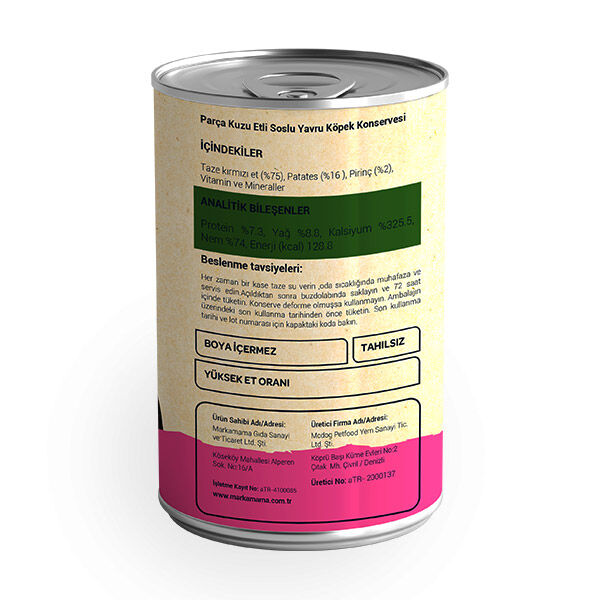 Obivan Tahılsız Parça Kuzu Etli Soslu Yavru Köpek Yaş Maması 415 GR - 2