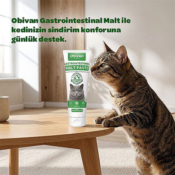 Obivan Premium Gastrointestinal Sindirim Sağlığı Destekleyici Malt Kedi Macunu 100 gr - 5