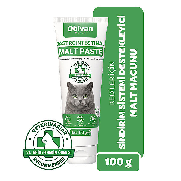 Obivan Premium Gastrointestinal Sindirim Sağlığı Destekleyici Malt Kedi Macunu 100 gr
