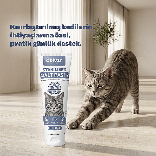 Obivan Premium Kısırlaştırılmış Kediler İçin Tüy Yumağı Önleyici Malt Kedi Macunu 100 gr - 5
