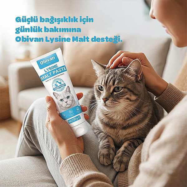 Obivan Premium Lysine Kedi Bağışıklık ve Solunum Yolu Destekleyici Malt Kedi Macunu 100 gr - 5
