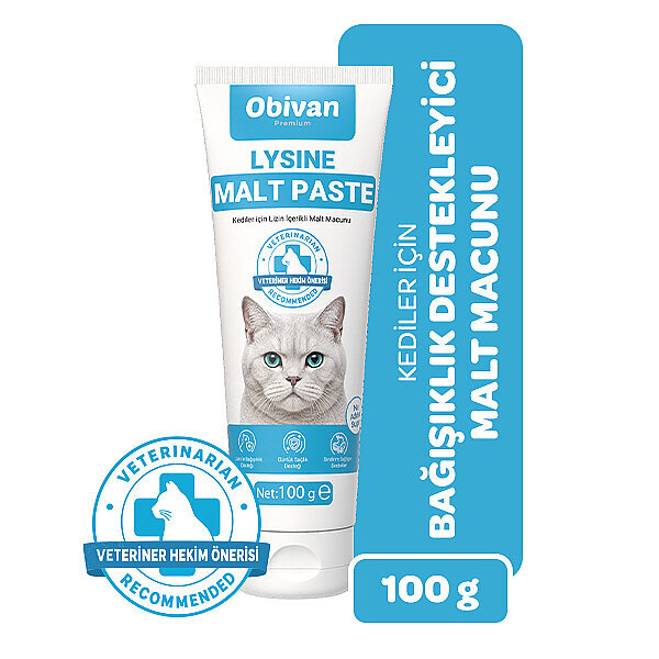 Obivan Premium Lysine Kedi Bağışıklık ve Solunum Yolu Destekleyici Malt Kedi Macunu 100 gr