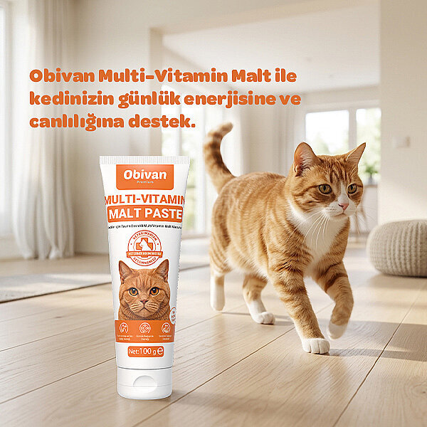 Obivan Premium Taurin Destekli Multi-Vitamin Malt Kedi Macunu 100g - 5