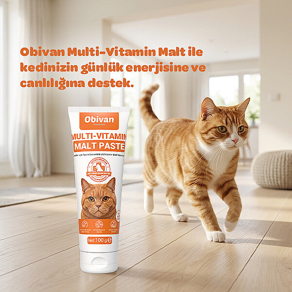 Obivan Premium Taurin Destekli Multi-Vitamin Malt Kedi Macunu 100g - 5