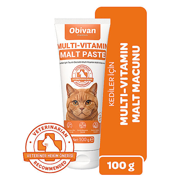 Obivan Premium Taurin Destekli Multi-Vitamin Malt Kedi Macunu 100g