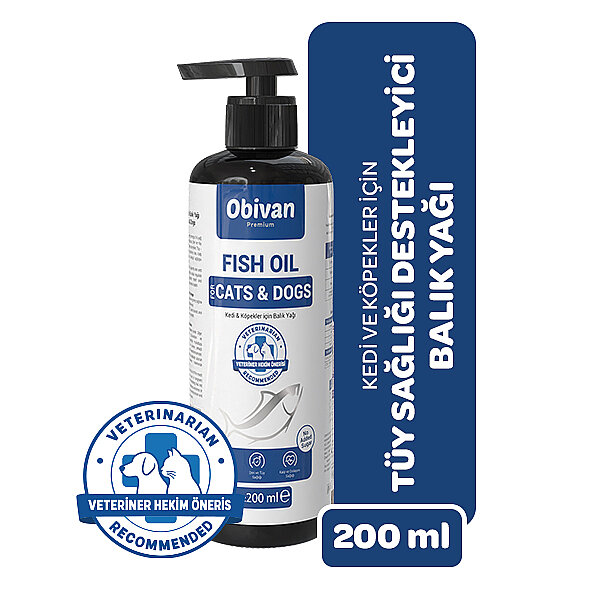 Obivan Premium Kedi ve Köpekler için Omega 3-6 ile Tüy ve Cilt Sağlığı Desteği Balık Yağı 200ml - 1