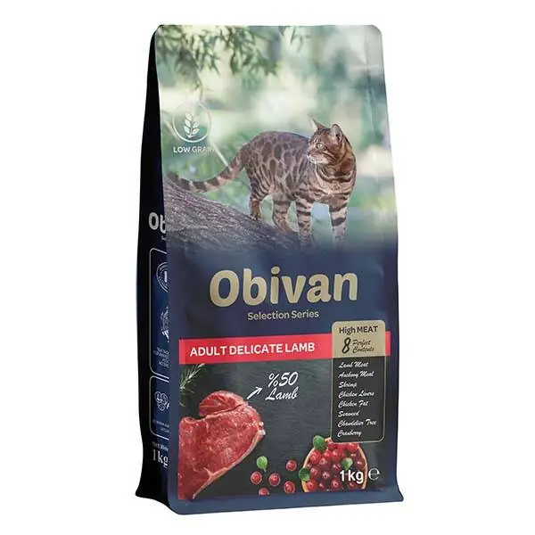 Obivan Selection Delicate Düşük Tahıllı Kuzu Etli Yetişkin Kedi Maması 1 kg - 3