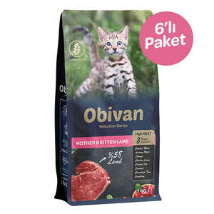 Obivan Selection Kitten Düşük Tahıllı Kuzu Etli Yavru Kedi Maması 1 kg (6 adet)