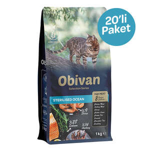 Obivan Selection Sterilised Düşük Tahıllı Okyanus Balıklı Kısırlaştırılmış Kedi Maması 1 kg x 20 Adet