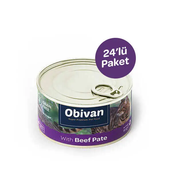 Obivan Tahılsız Sığır Etli Ezme Kedi Konservesi 80 GR x 24 Adet - 1