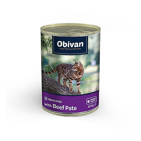 Obivan Tahılsız Sığır Etli Ezme Yetişkin Kedi Yaş Maması 400 GR
