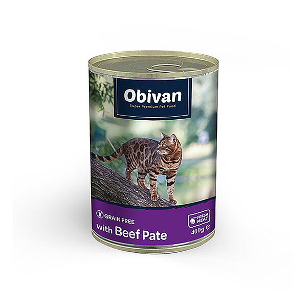 Obivan Tahılsız Sığır Etli Ezme Yetişkin Kedi Yaş Maması 400 GR - 1