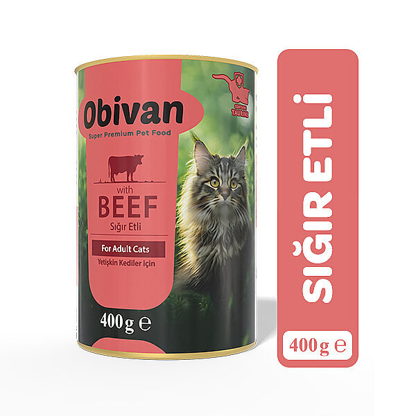 Obivan Sığır Etli Sos İçinde Gravy Yetişkin Kedi Konservesi 400 gr