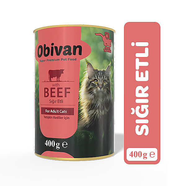 Obivan Sığır Etli Sos İçinde Gravy Yetişkin Kedi Konservesi 400 gr - 1