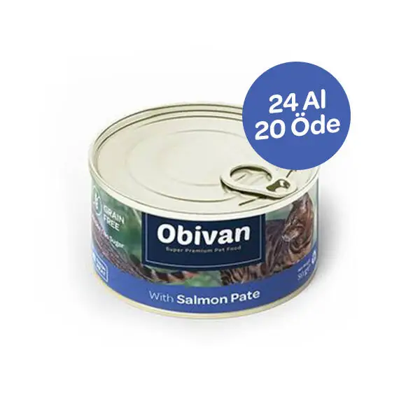 Obivan Tahılsız Somon Balıklı Ezme Kedi Konservesi 80 GR x 24 Adet - 1