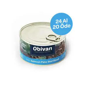 Obivan Tahılsız Somon Balıklı Ezme Kısırlaştırılmış Kedi Yaş Maması 80 GR x 24 Adet