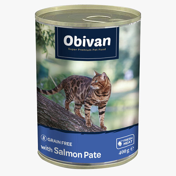 Obivan Tahılsız Somon Balıklı Ezme Yetişkin Kedi Yaş Maması 400 GR - 1