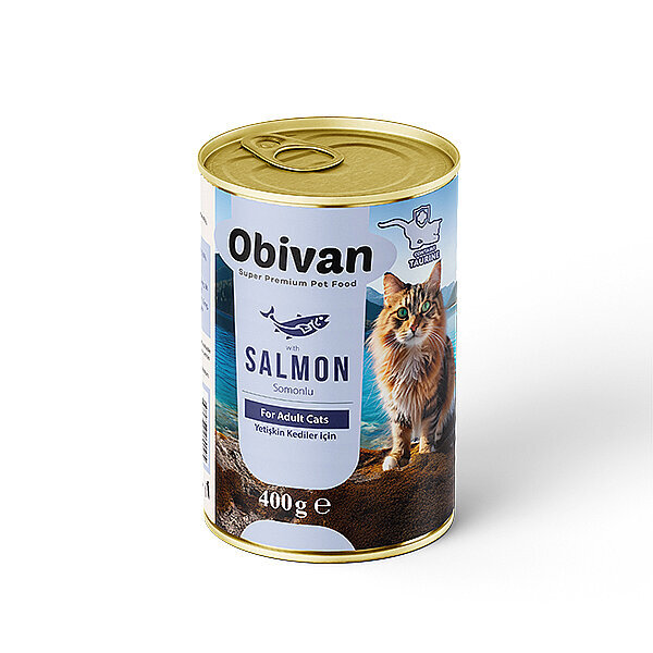 Obivan Tahılsız Somon Balıklı Ezme Yetişkin Kedi Yaş Maması 400 GR