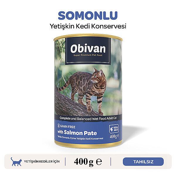 Obivan Tahılsız Somon Balıklı Ezme Yetişkin Kedi Konservesi 400 gr