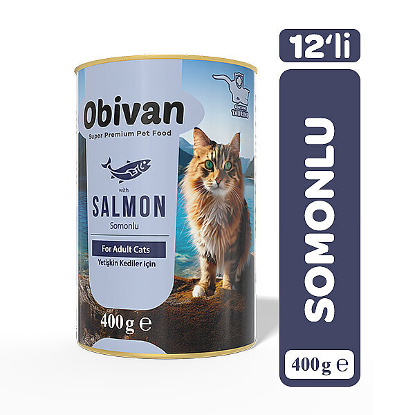 Obivan Somon Balıklı Sos İçinde Gravy Yetişkin Kedi Konservesi 400 gr x 12 Adet