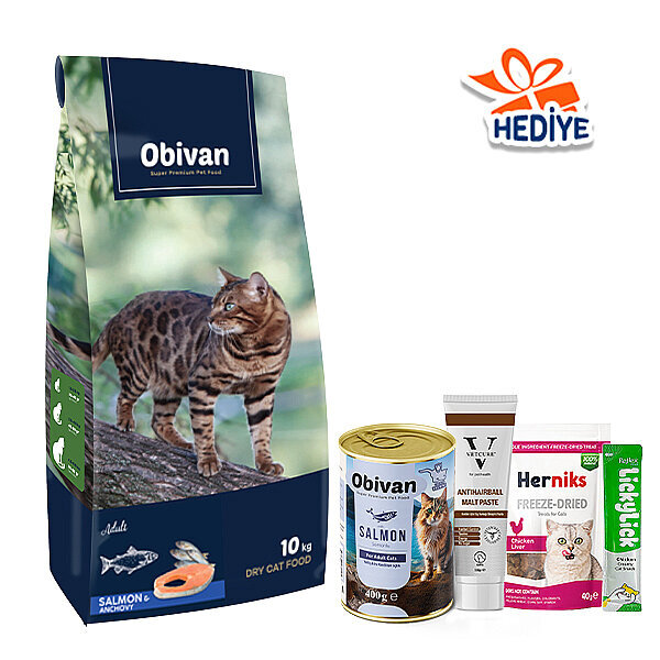 Obivan Somonlu ve Hamsili Yetişkin Kedi Maması 10kg