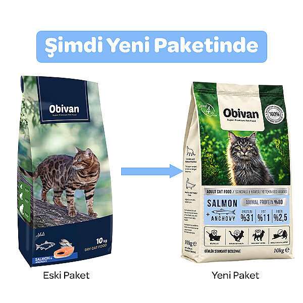 Obivan Somonlu ve Hamsili Kedi Maması 10 kg - 2