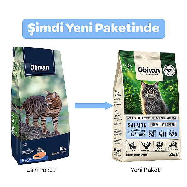 Obivan Somonlu ve Hamsili Kedi Maması 10 kg - 2