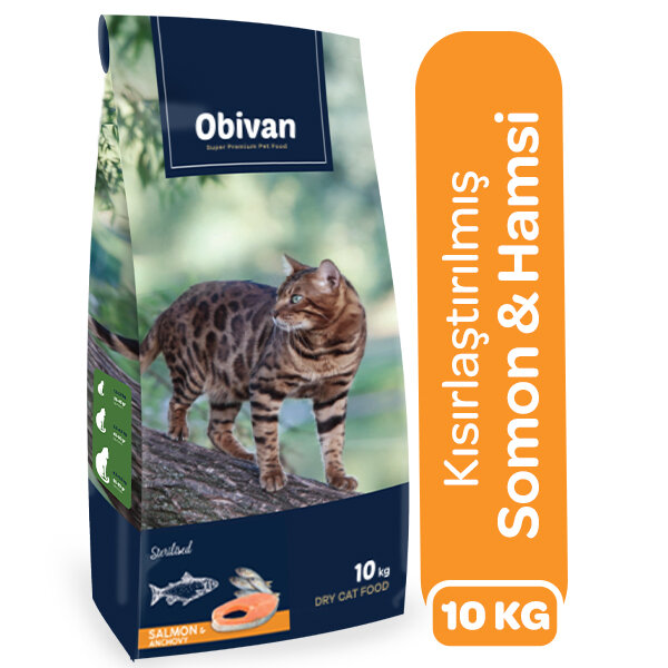 Obivan Sterilised Somonlu ve Hamsili Kısırlaştırılmış Kedi Maması 10kg - 2