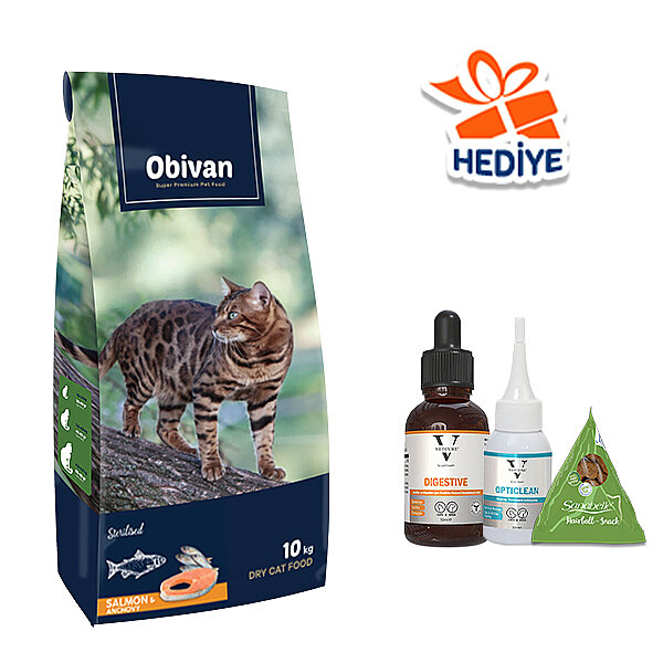 Obivan Sterilised Somonlu ve Hamsili Kısırlaştırılmış Kedi Maması 10kg