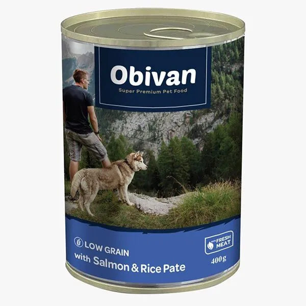Obivan Düşük Tahıllı Somonlu Pirinçli Ezme Köpek Konservesi 400 Gr - 1