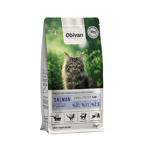 Obivan Somonlu ve Hamsili Yetişkin Kedi Maması 2 kg - 3