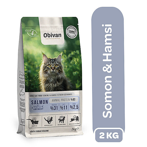Obivan Somonlu ve Hamsili Yetişkin Kedi Maması 2 kg