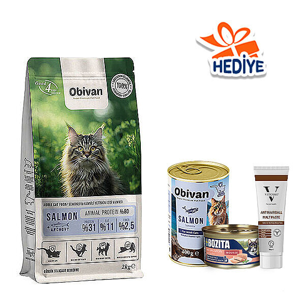 Obivan Somonlu ve Hamsili Yetişkin Kedi Maması 2 kg
