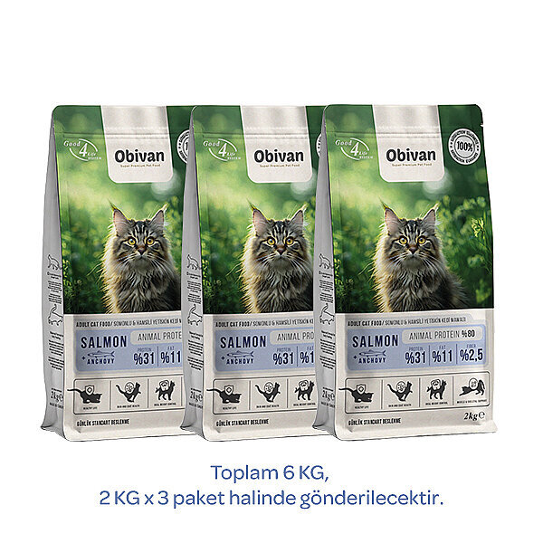 Obivan Somonlu ve Hamsili Yetişkin Kedi Maması 6 kg - 2